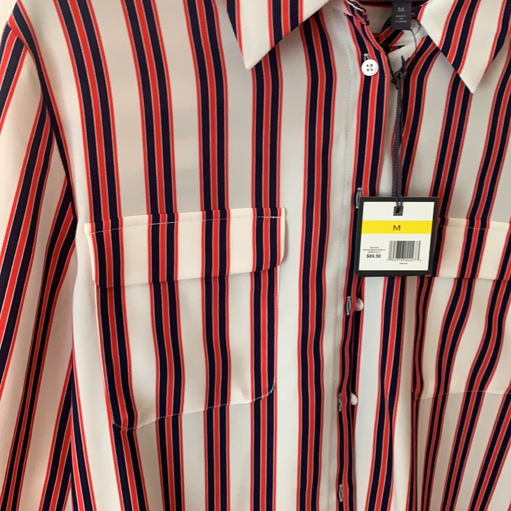 Madison White/Hibiscus/Navy Button-up Shirt - Picture 3 of 4